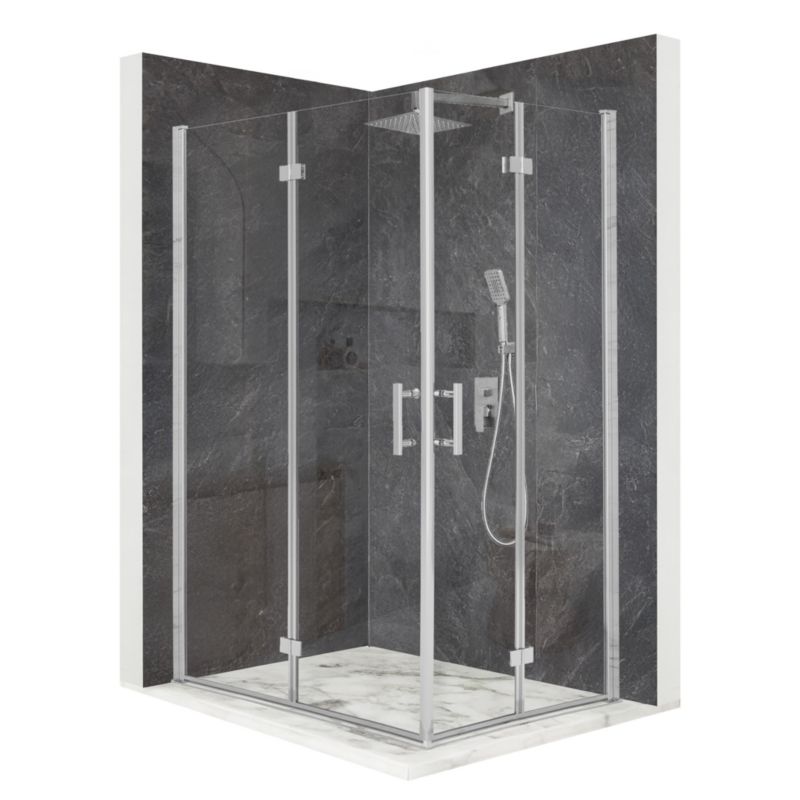 Kabina prysznicowa prostokątna TECHGLOBE uchylna srebrna 120x100 szkło 6mm + powłoka 1 szt.