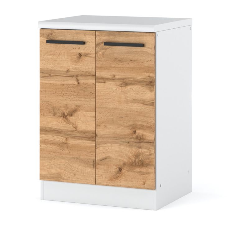 Szafka Kuchenna Hurtownia-Mebli Stojąca Blanka dolna D60 60cm Biały Mat Dąb Wotan 60x47x85 cm 1szt.