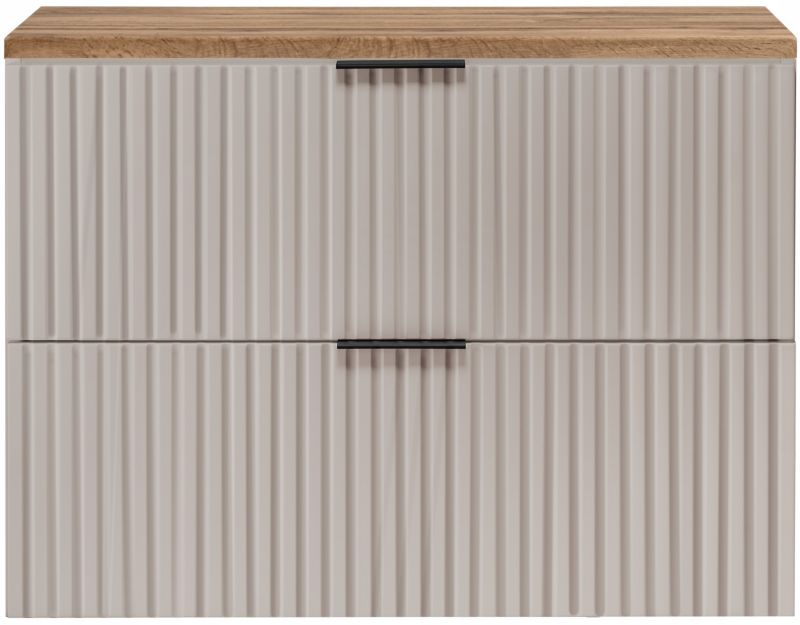 Szafka łazienkowa Furnidea 80 cm wisząca z blatem dąb Wotan kaszmir Flow 1 szt.