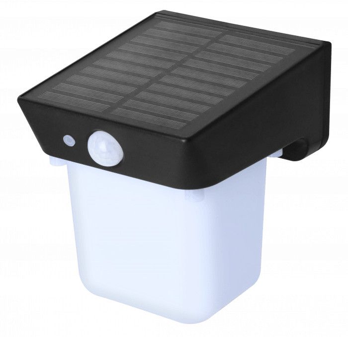 Kinkiet solarny z czujnikiem Ecolight Kinkiety Solarne czarno-biały LED 4000K 180lm IP54 wym: 11 x 11 x 11,5 cm - 1 szt.