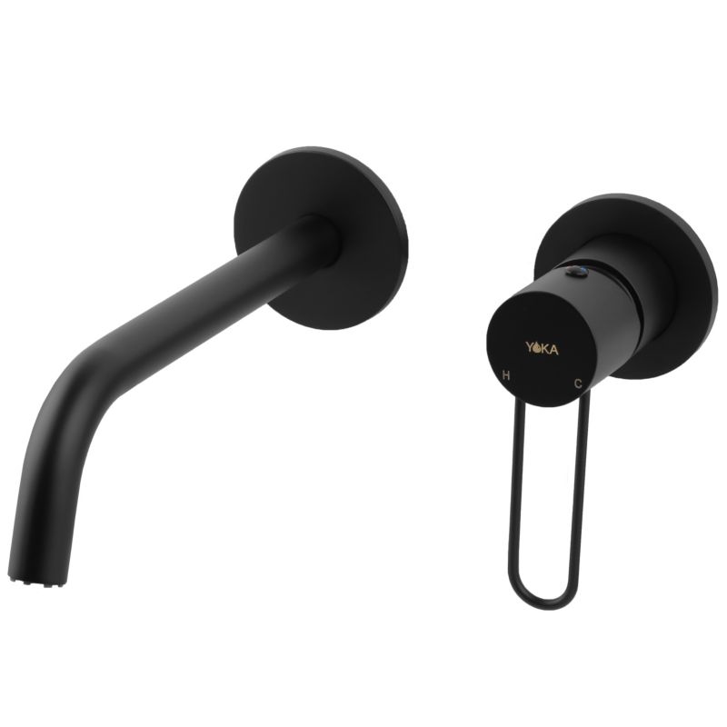 Bateria umywalkowa RENI - YOKA HOME ścienna, podtynkowa, czarna, loft - 1 szt.