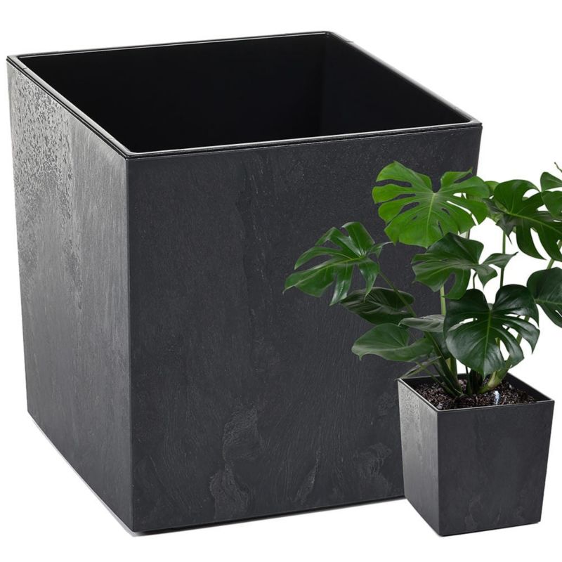 Doniczka JUKA ECO recycled 400 - czarny beton LA554-71 Lamela