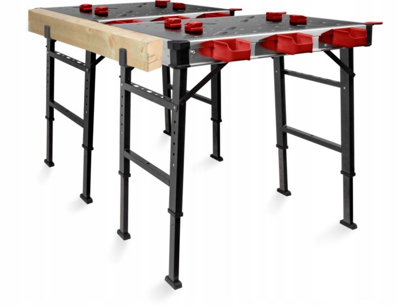 Stół warsztatowy Fortum składany roboczy z blatem metalowy, aluminium walizka 2 szt