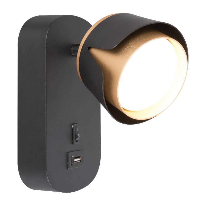 Kinkiet do czytania, DPM, 1 x GX53, USB A+C, czarno-złoty, 1szt