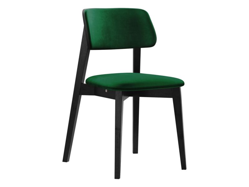 Krzesło MIRJAN 24 tapicerowane KT63/C czarny/aksamit butelkowa zieleń 1 szt.