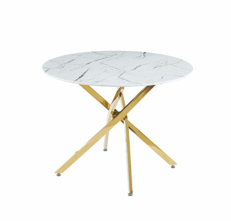 Stół okrągły Edward do jadalni i salonu INTESI szklany biały marmur 100 cm glamour 1 szt.