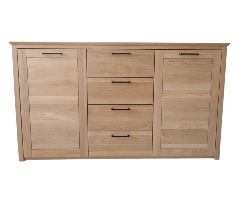 Komoda ICFWood jasny dąb lity 2drzwi 4 szuflady 164,5 x 95 x 42,5 cm 1 szt.