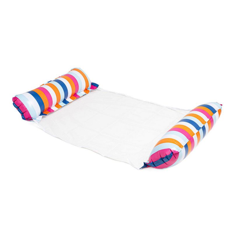 Materac dmuchany Be-active.pl ponton do pływania plażowy z siatką multikolor paski 1szt