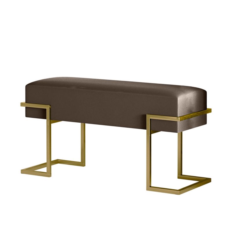 Ławka tapicerowana Bettso Cely 100 cm do przedpokoju na złotym stelażu szarobrązowy 1szt.