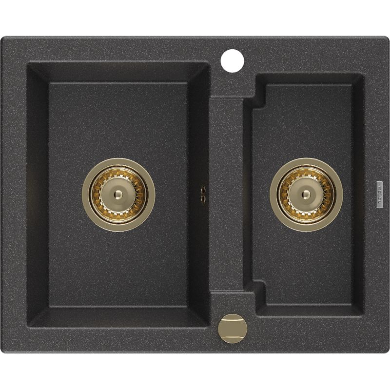 Zlewozmywak wpuszczany Mexen Carlos 1,5-komorowy czarny nakrapiany 582x475 mm 6518581500-76-G