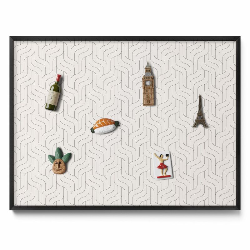 Tablica na magnesy Tulup 80x60 cm Regularny liniowy wzór w czarnej ramie 1 szt.