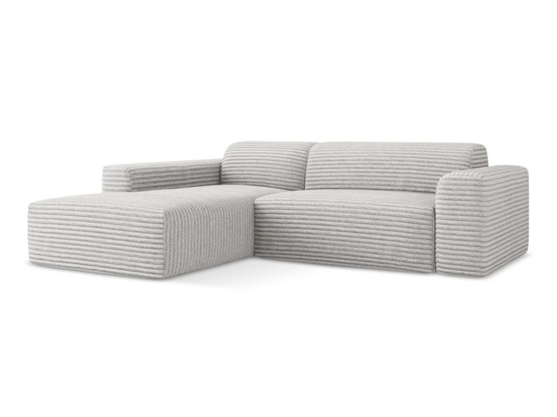 Narożnik lewostronny LaMiaSofa BOVA z tkaniny sztruksowej 270x190 cm jasny szary 1 szt.