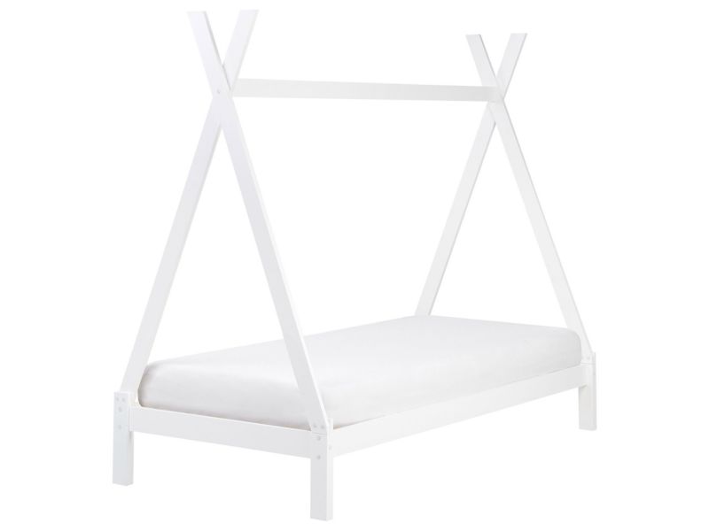 Łóżko dziecięce tipi drewniane 90 x 200 cm białe Devay 1 szt.