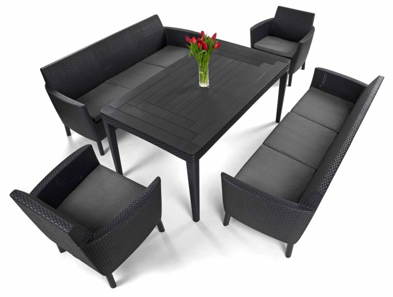 Zestaw mebli ogrodowych Keter Salemo Fiesta Max Girona dla 8 osób Grafitowy 1 kpl.