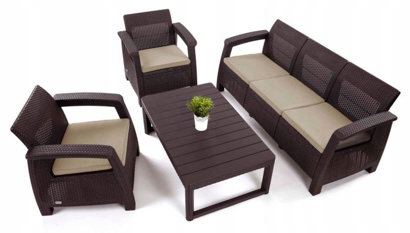 Zestaw mebli ogrodowych Keter Corfu 3-SET Lyon 5-osobowy Brązowy 1 kpl.