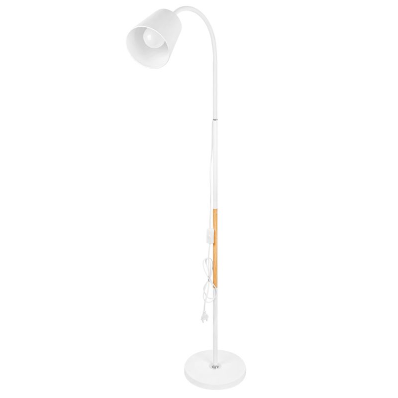 Lampa podłogowa E27 LED MasterLED Koko 145cm stojąca biała drewno + stal 1 szt.