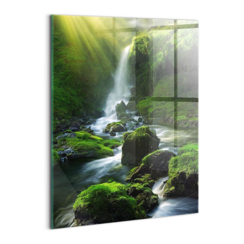 Szklany Obraz Ścienny Wallfluent 60x80 cm Wodospad i skały 1 szt.