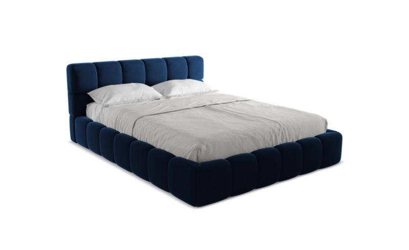 Łóżko LaMiaSofa Nalu z weluru 160x200 królewski niebieski 1 szt.