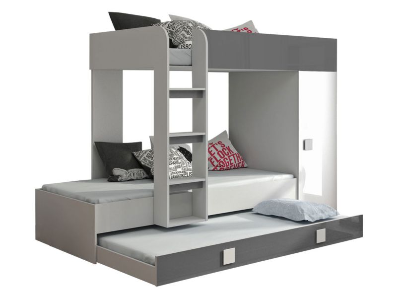 Łóżko piętrowe MIRJAN 24 Toledo 2 biały połysk + szary połysk 1 kpl.