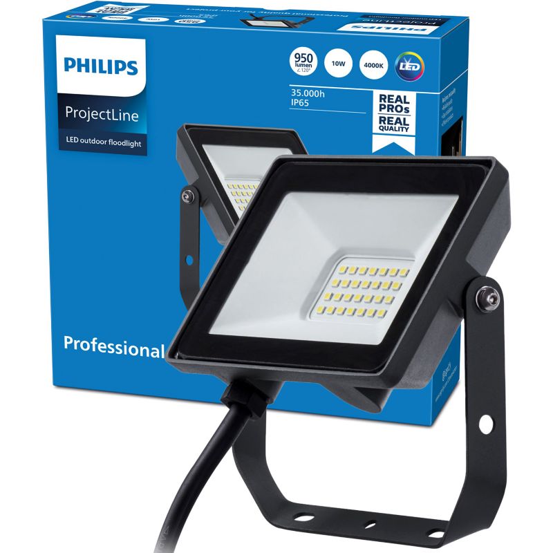 Naświetlacz LED Philips Lampa Reflektor 10W 950lm 4000K IP65 Czarny 1 szt.