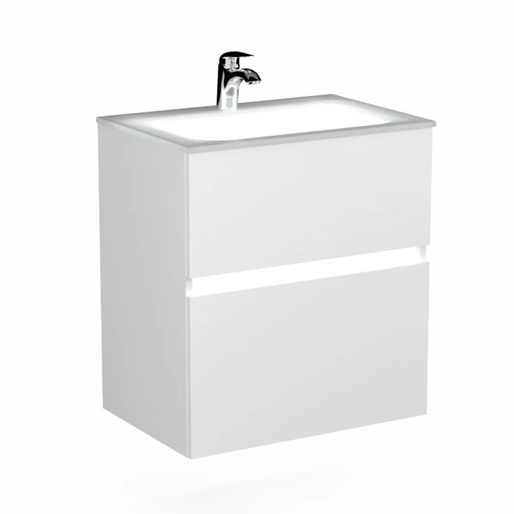 Szafka pod umywalkę KROFAM NEO 60 cm biały połysk z oświetleniem LED bez umywalki 1 szt