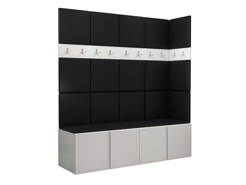 Garderoba MIRJAN 24 Orion II biały + czarna ekoskóra 1 kpl.