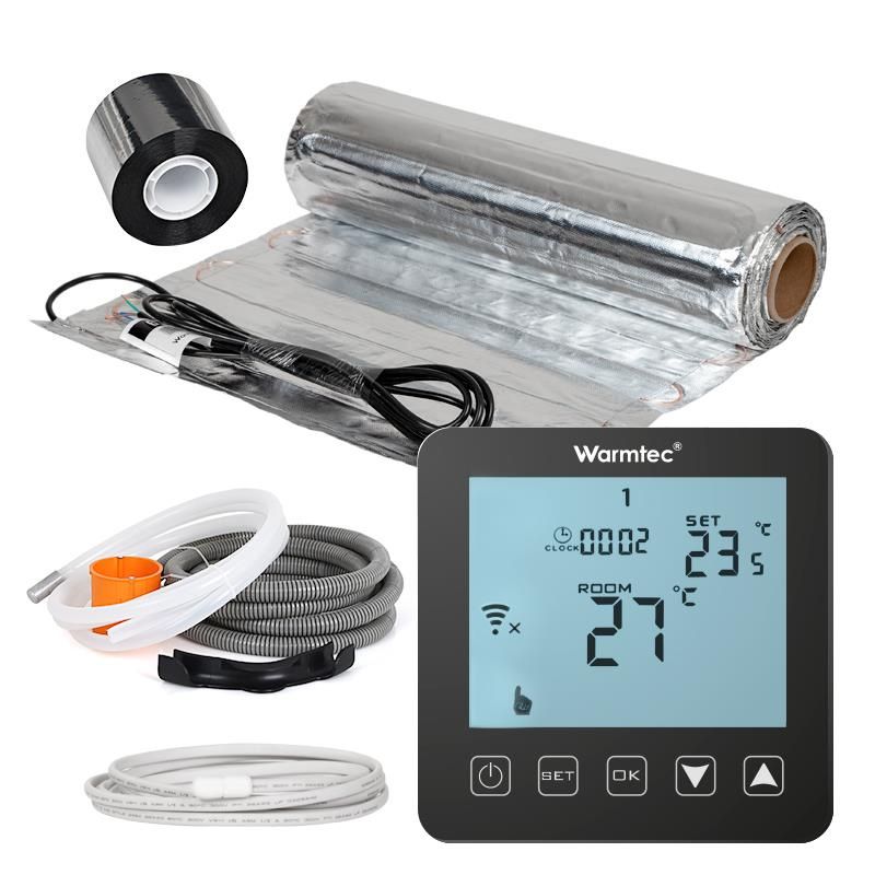 Mata grzewcza grzejna pod panele Warmtec 5m² 150W/m² WiFi zestaw czarny regulator AL-50/PRT-01 1szt.