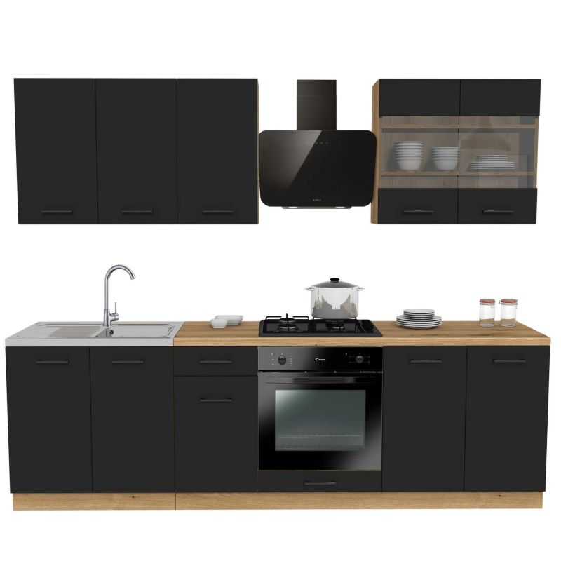 Meble Meble Elite MODERN Kuchenne Zestaw Mebli Na Wymiar Modułowe Czarny 260 1 szt