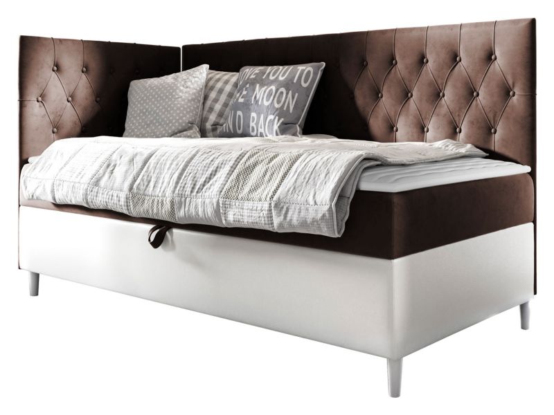 Łóżko kontynentalne MIRJAN 24 Filip Junior 3 80x200, Strona: Lewa biała ekoskóra/palona kawa 1 szt.