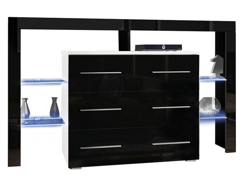 Komoda MIRJAN 24 Riva Plus biały + czarny połysk 1 szt.