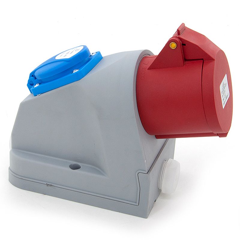 Gniazdo siłowe stałe kombi ELS Elektrotechnika N101/4 CEE 32/4 400V 1x230V IP44 zabezpieczone topikiem, przemysłowe, 1 szt.