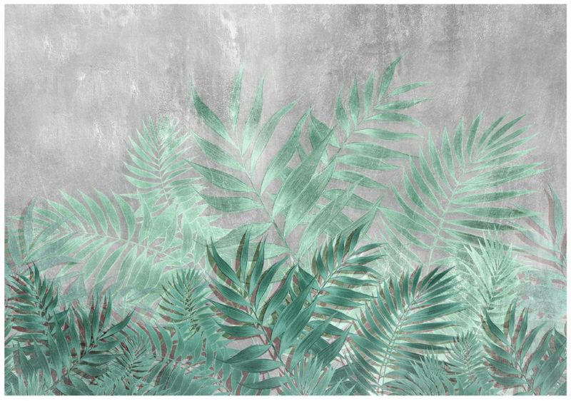 Fototapeta WALLARENA Do Sypialni Salonu Winylowa Liście Abstrakcja Beton Zielony 254x184 cm 16105W4 1 szt.