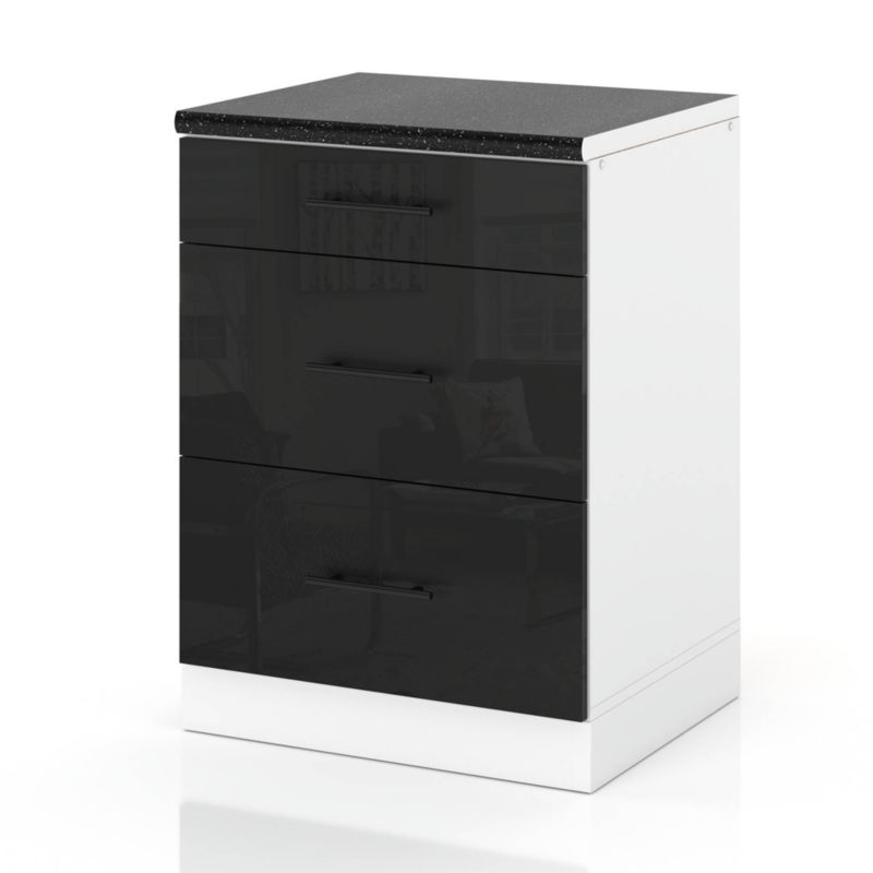 Szafka Kuchenna Hurtownia-Mebli Stojąca Z Szufladami D60S3 MET sPremium 60cm Biały Mat Czarny Połysk 60x52x85 cm 1szt.