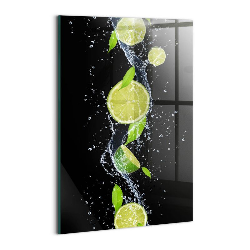 Szklany Obraz Ścienny Wallfluent 30x20 cm Limonki mięta woda 1 szt.