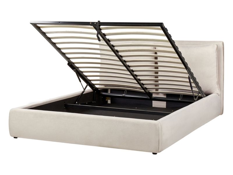 Łóżko ze schowkiem Bajonna 160 x 200 cm Jasnobeżowy 1 szt.