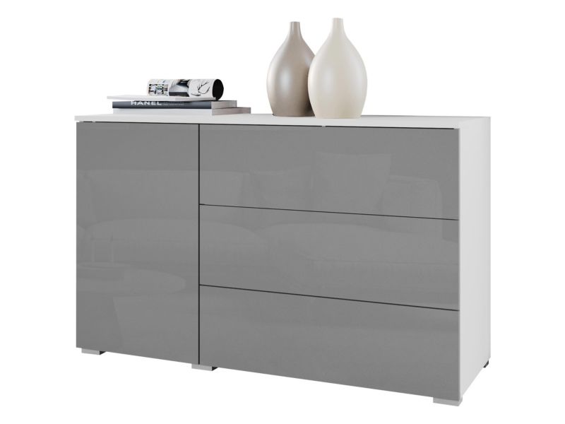 Komoda MIRJAN 24 Paris 110 biały + szary połysk 1 szt.