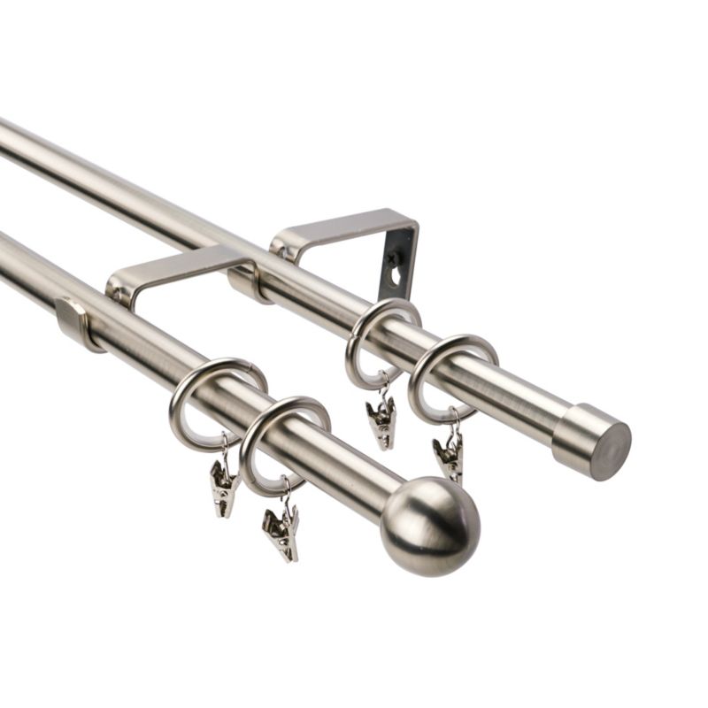 Karnisz kulka podwójny 16 mm 200 cm srebrny