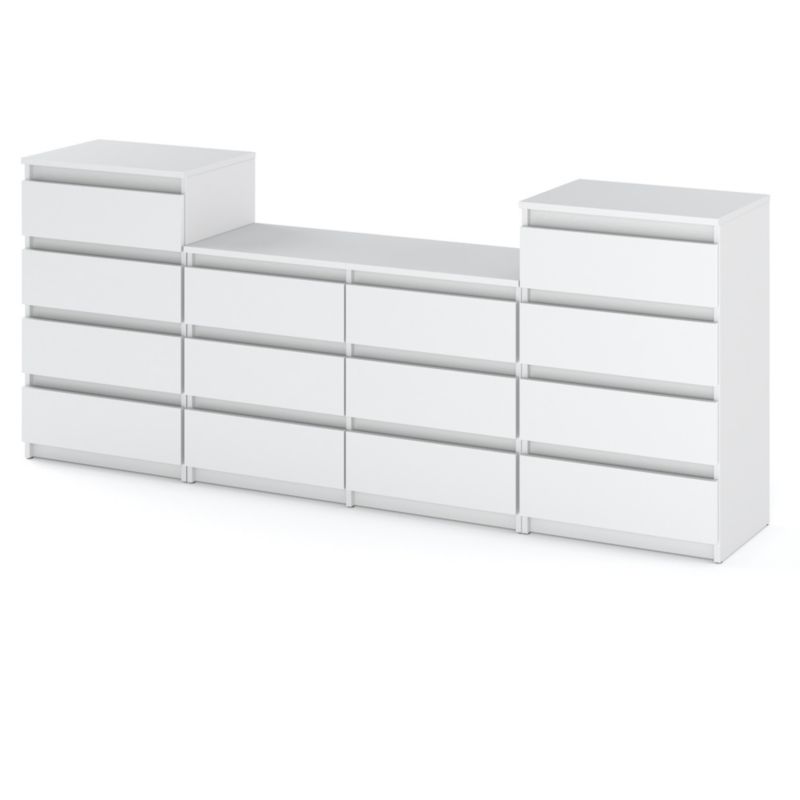 Komoda Hurtownia-Mebli Szuflady 14 Zestaw komód Hugo 464 220cm Biały Mat Biały Mat 220x33.5x92.5 cm 1szt.