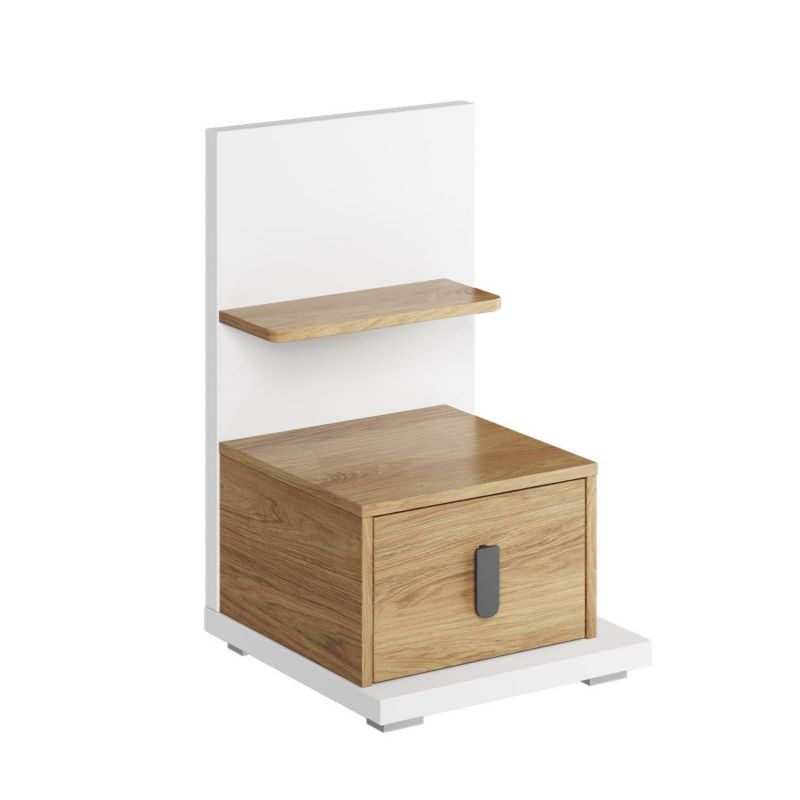 Szafka nocna Bettso Simi prawa z szufladą i półką dąb hikora biały 1szt.