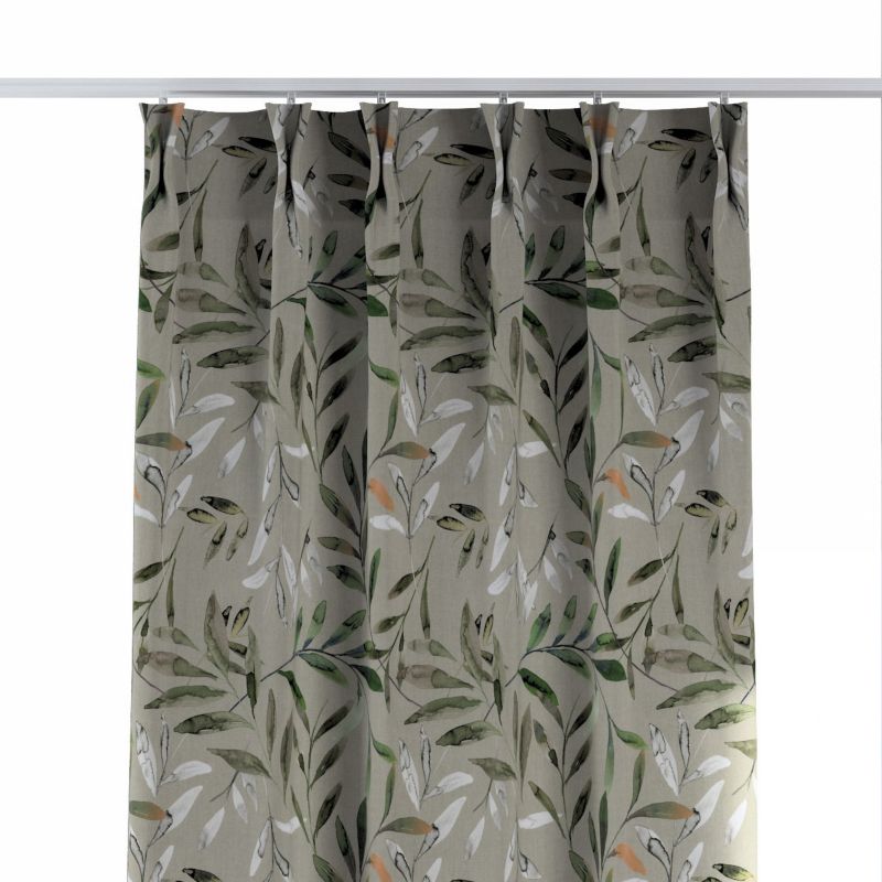 Zasłona na haczykach flex podwójnych 140 x 260 cm Dekoria zielone gałązki na szarym tle 1 szt.