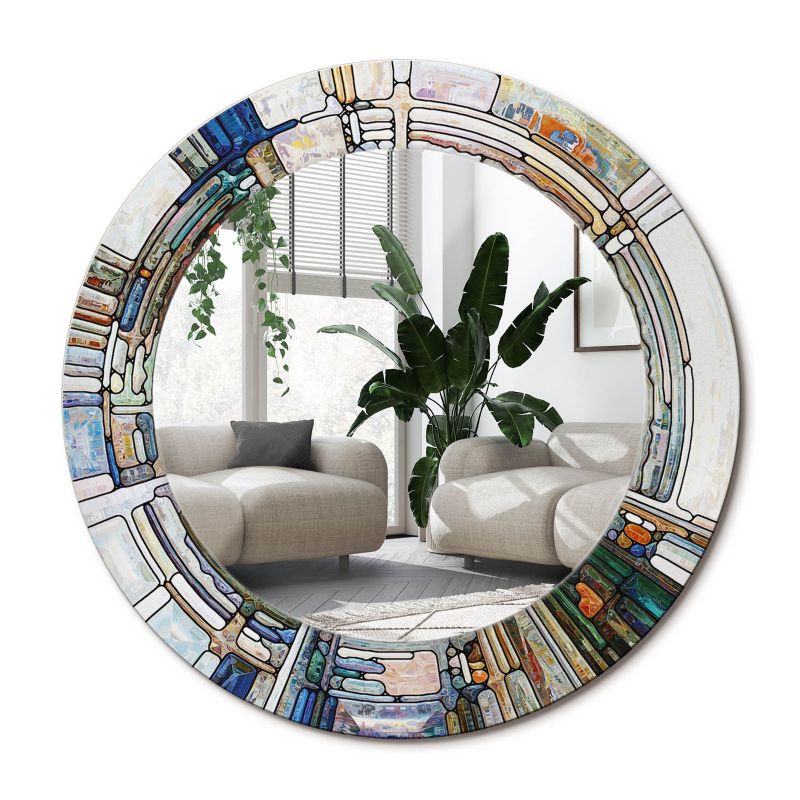 Lustro Okrągłe Tulup Witraż 50 cm Stylowe Na Podkładzie 1 szt.