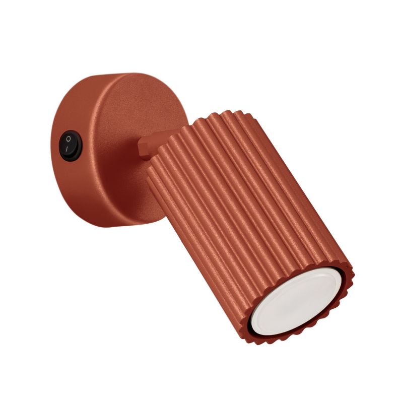 Kinkiet ścienny Sollux Lighting Karbon ochra czerwona z włącznikiem do sypialni 1 x GU10 x IP20 wym: 16 x 8 x 8 cm - 1 szt.