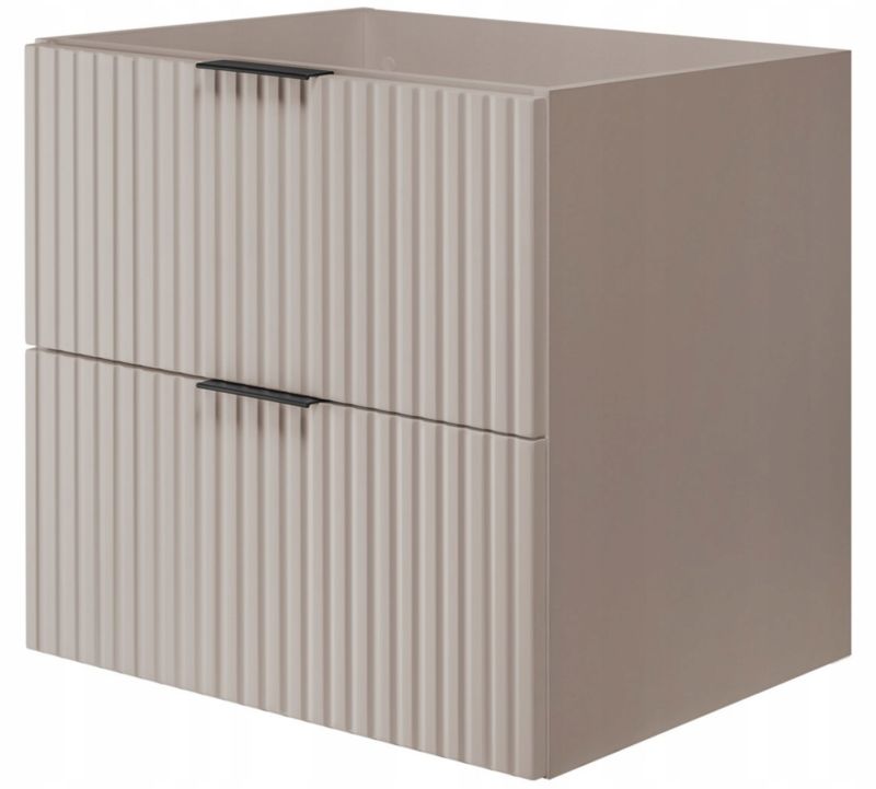 Szafka łazienkowa Furnidea 60 cm wisząca ryflowana 2 szuflady kaszmir mat Flow 1 szt.