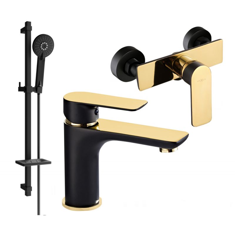 Zestaw prysznicowy Mexen Alfa czarny/złoty 745704DQ40-75 1 szt.