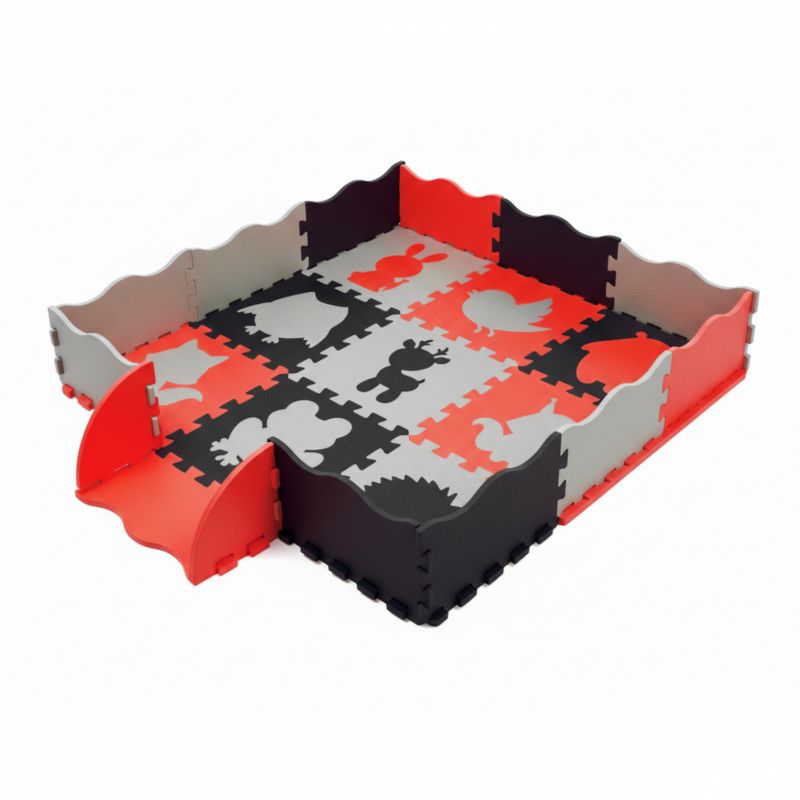 Mata edukacyjna dla dzieci Be-active.pl piankowa puzzle czerwona 114x114 1szt