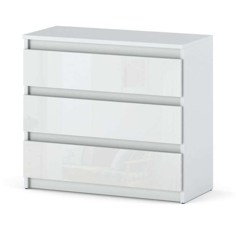 Komoda Hurtownia-Mebli Szuflady 3 Hugo 3SZ 80cm Biały Mat Biały Połysk 80x33.5x71 cm 1szt.