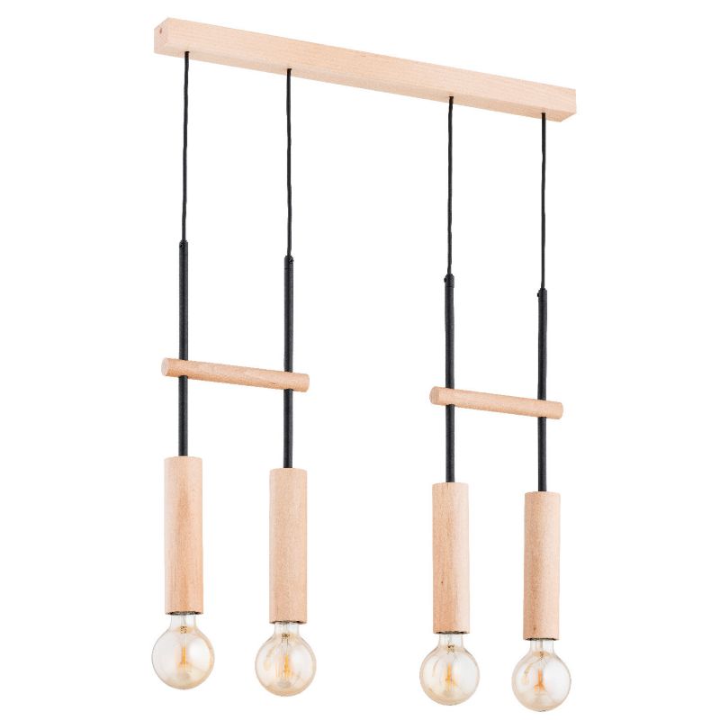 Lampa wisząca Alfa Dilan 2912 jasne drewno-czarna nad stół 4xE27 x 15W 1 szt.