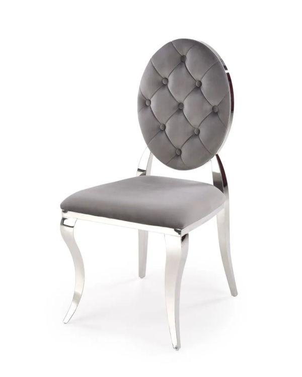 Krzesło Halmar tapicerowane K555 VELVET szare/srebrne 1 szt