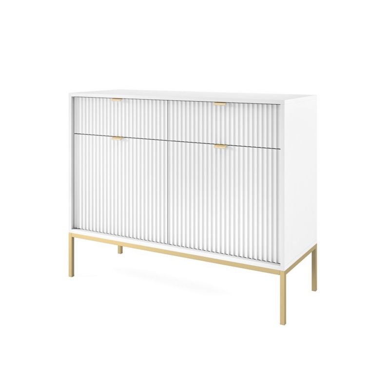 Komoda dwudrzwiowa z szufladami Bettso Nova 104 cm na złotych nogach biały 1szt.