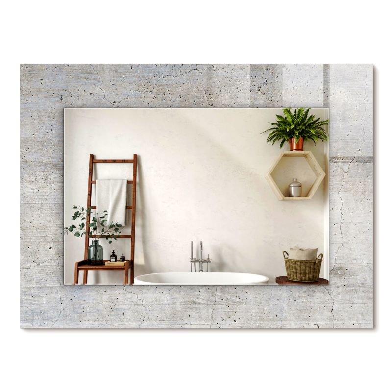 Lustro z Nadrukiem ArtPrintCave 80x60 cm Popękana betonowa ściana Elegancka Szklana Rama do Małych Pomieszczeń 1 szt.